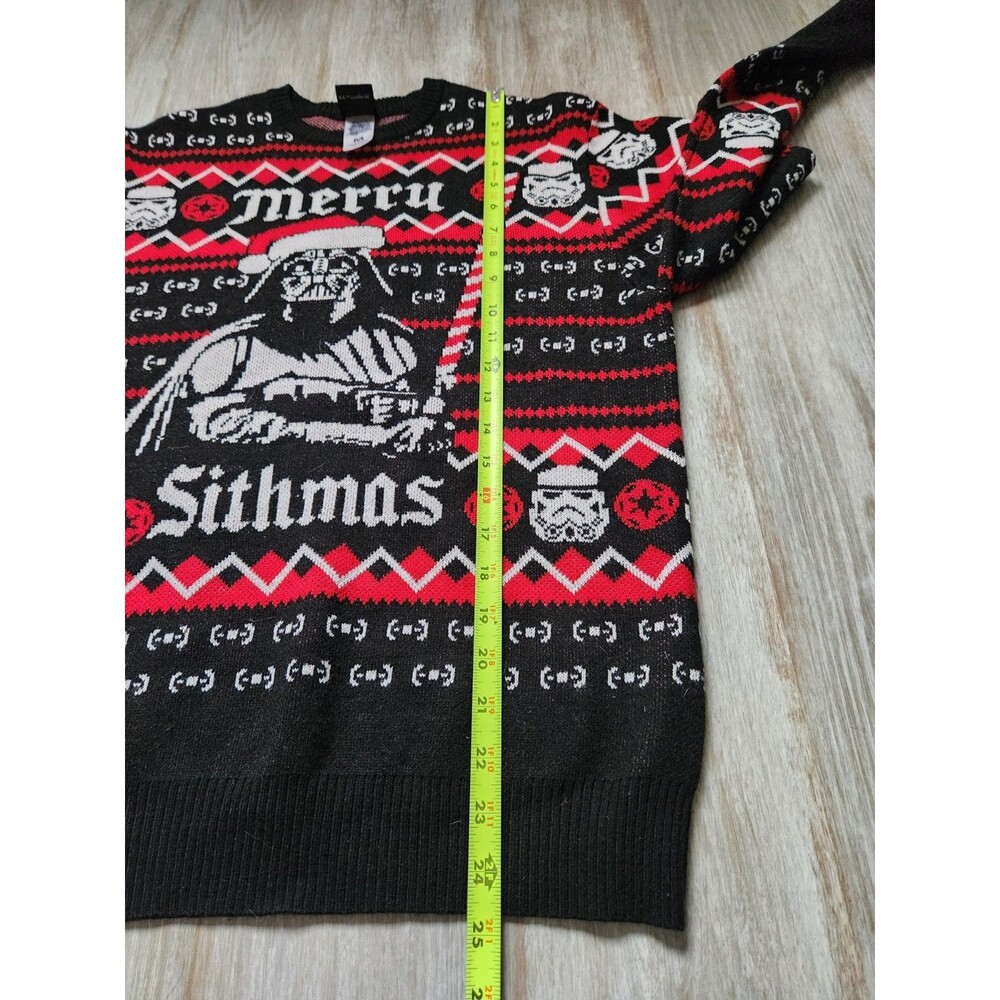 Disney Star Wars Holiday Sweater Red Black Merry Sithmas Darth Vader Thick Sz M - Picture 6 of 7